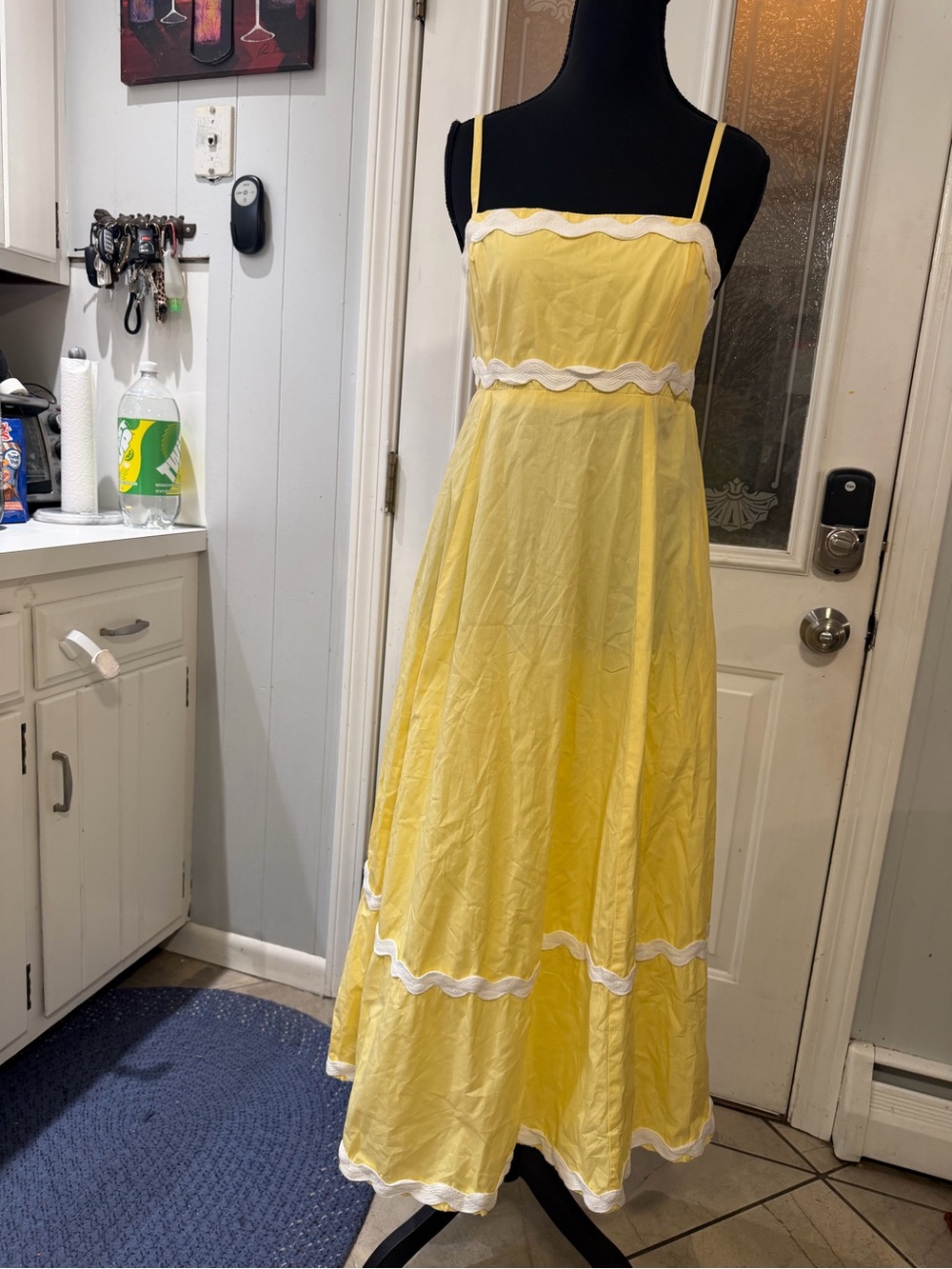 Sunshine Yellow Maxi Dress with White Trim